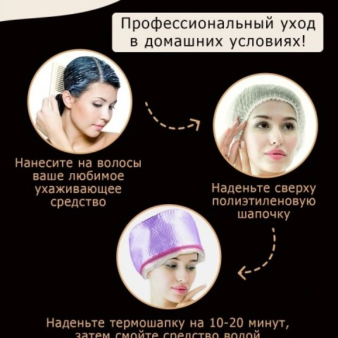 Термошапка электрическая, усиливающая действие домашних средств для волос, 2 режима, Cassie