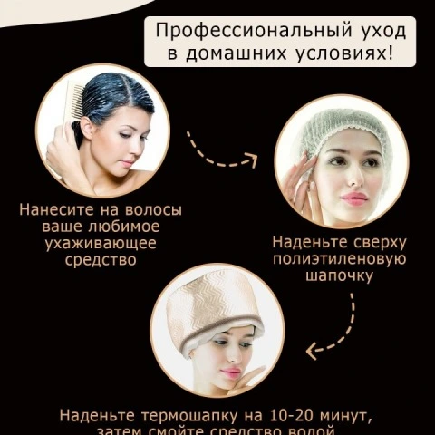 Термошапка для волос электрическая для глубокого действия масок, тоников, 2 режима, Cassie