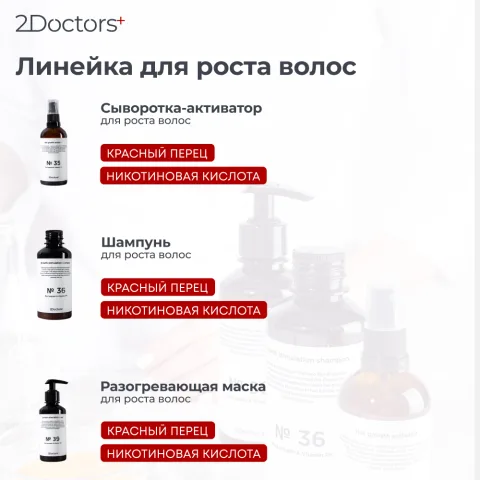 Сыворотка разогревающая для роста волос с перцем и кофеином №35, 2Doctors