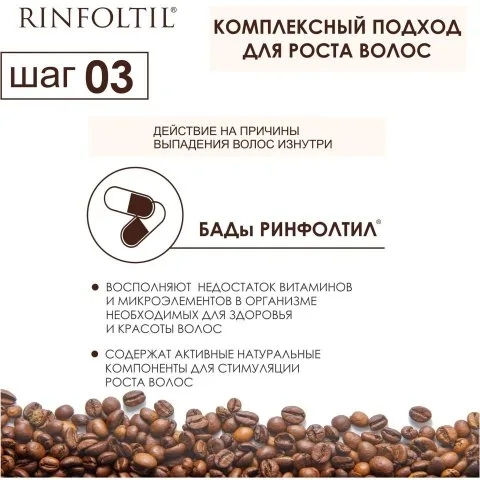 Шампунь от выпадения и для роста волос с кофеином, цинком, Сереноа, Rinfoltil