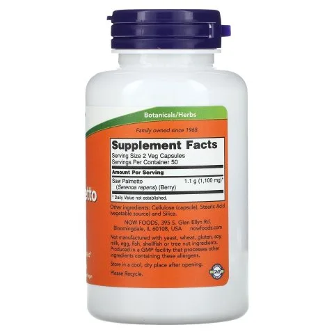 Пальма Сереноа, Saw Palmetto, 100 капсул, 550 мг, NOW Foods