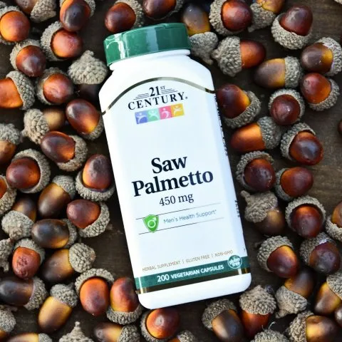 Пальма Сереноа с цинком, Saw Palmetto, 450 мг, 200 капсул, 21st Century