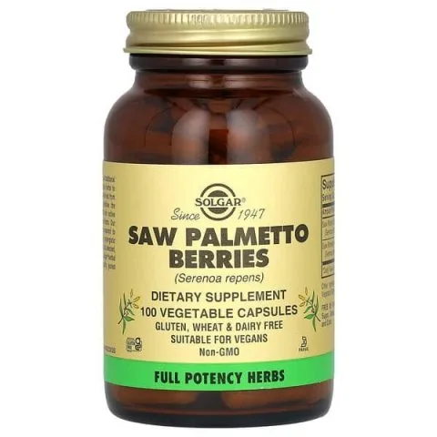 Пальма Сереноа, Saw Palmetto, 100 капсул, 520мг, Solgar