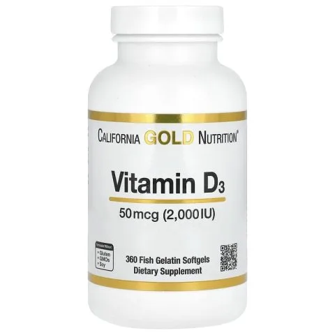Витамин Д3, 2000 МЕ, 360 капсул, California Gold Nutrition