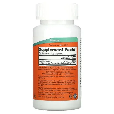 Железо, 36 мг, 90 вегетарианских капсул, NOW Foods