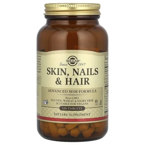 Комплекс Skin, Nails, Hair с серой (МСМ), 120 таблеток, Solgar