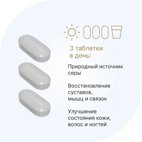 Сера МСМ для волос, кожи, ногтей, суставов, 1000 мг, 90 таблеток, Эвалар