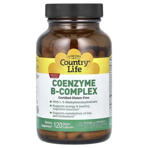 Комплекс коэнзимов группы B, 120 веганских капсул, Country Life