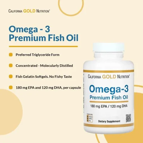 Премиальный рыбий жир с ОМЕГА-3, 1100 мг, 100 капс, California Gold Nutrition