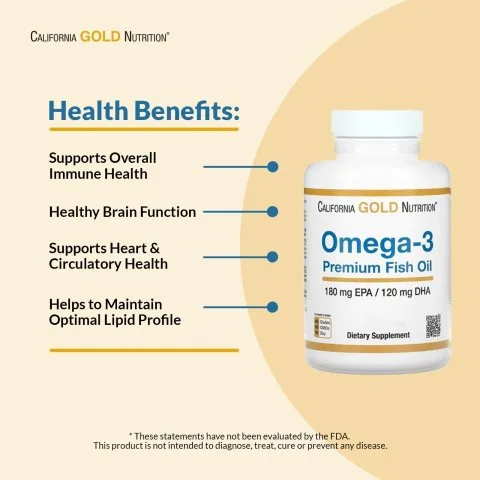 Премиальный рыбий жир с ОМЕГА-3, 1100 мг, 100 капс, California Gold Nutrition