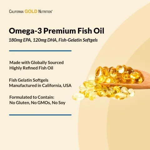 Премиальный рыбий жир с ОМЕГА-3, 1100 мг, 100 капс, California Gold Nutrition