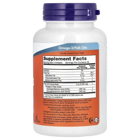 Рыбий жир с ОМЕГА-3, 1000 мг, 100 капсул, NOW Foods