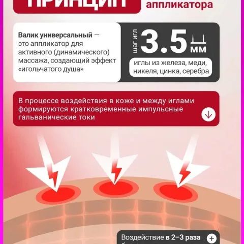 Массажер валик Ляпко от выпадения и для активации роста волос, универс, красный
