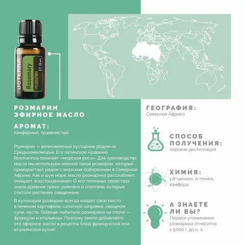 Эфирное масло розмарина от выпадения, для активации роста новых волос, DoTERRA