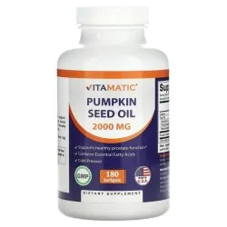 Тыквенное масло, 180 капсул, 1000 мг в 1 капсуле, Vitamatic