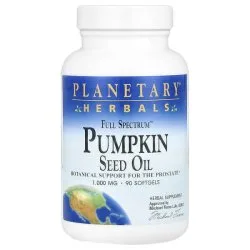 Тыквенное масло, 1000 мг, 90 гелевых капсул, Planetary Herbals