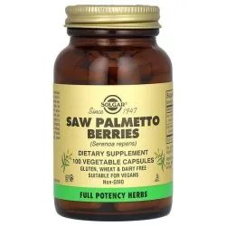 Пальма Сереноа, Saw Palmetto, 100 капсул, 520мг, Solgar