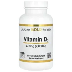 Витамин Д3, 2000 МЕ, 360 капсул, California Gold Nutrition