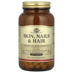 Комплекс Skin, Nails, Hair с серой (МСМ), 120 таблеток, Solgar