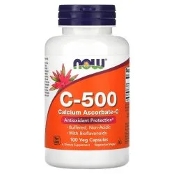 Витамин С-500, 100 капсул, 500мг, Now Foods