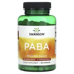 Витамин В10 (ПАБК, PABA), 500 мг, 120 капсул, Swanson